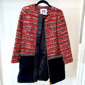 Milly Red Pink Tweed Coat